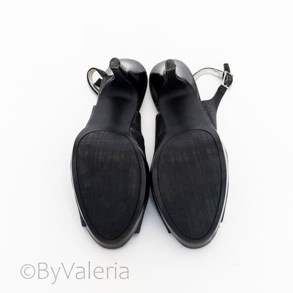 Rampage Sparkly Glitter Ladies Peep-toe Heels Pumps Black, Size 9M - Picture 7 of 10